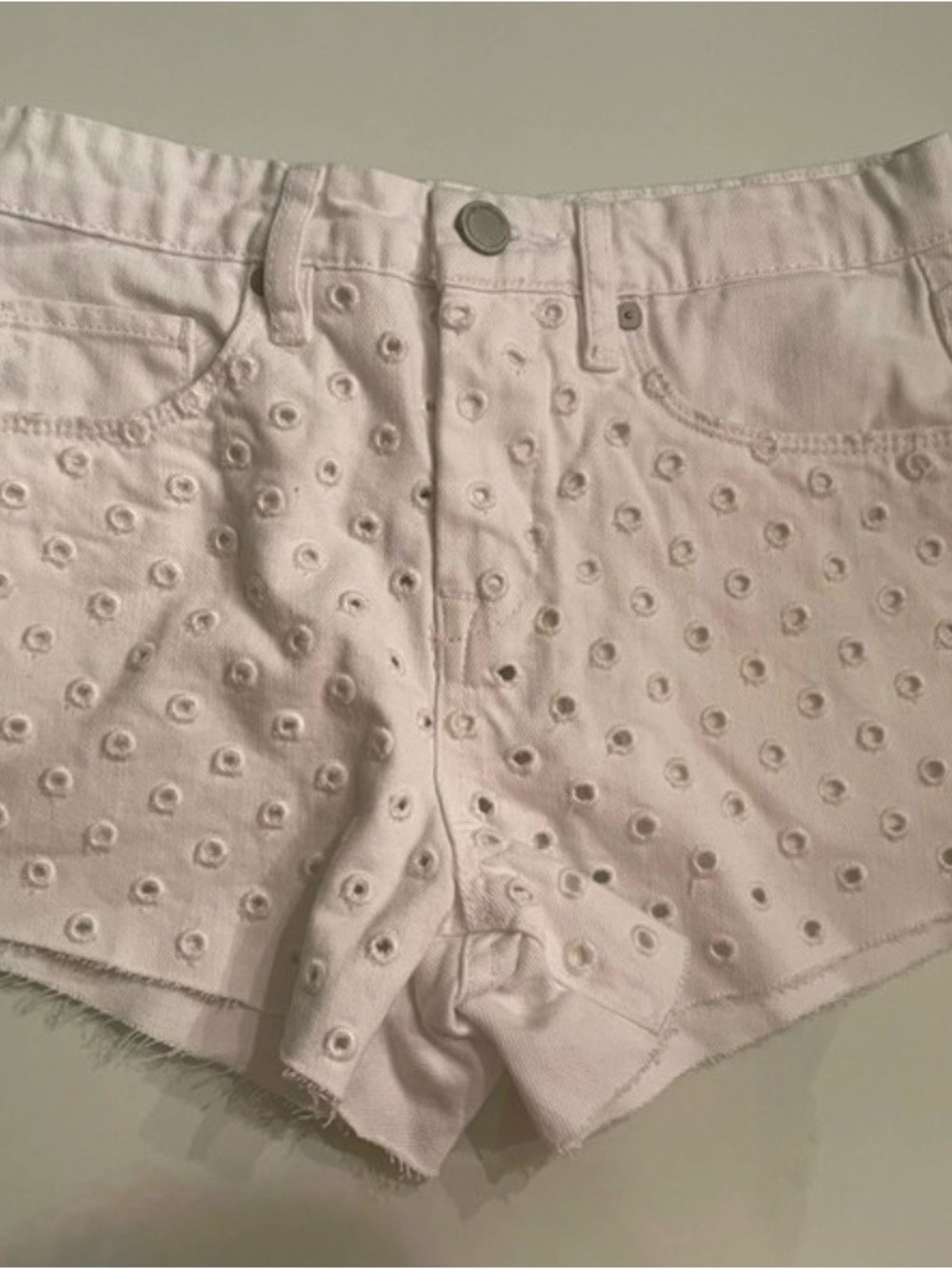 Blank NYC white Eyelet Denim Cutoff Shorts
